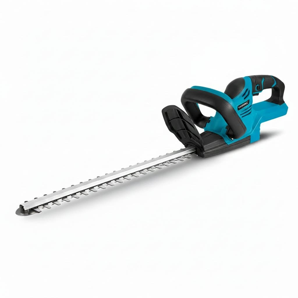 YOFIDRA 2000W cordless hedge trimmer with powerful brushless motor, compatible with Makita batteries for trimming shrubs and hedges.