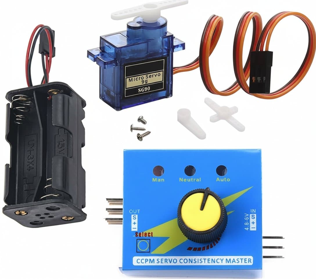 Servo Motor Tester Kit | 6V Battery Holder & 180° 9g Servo | For Robotics & RC Models
