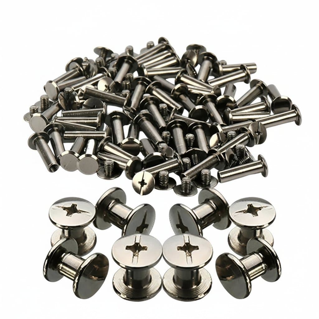 Set of 10 M3 and M4 304 stainless steel binding screws for leather bags, photo albums, bookbinding, and assembling projects.