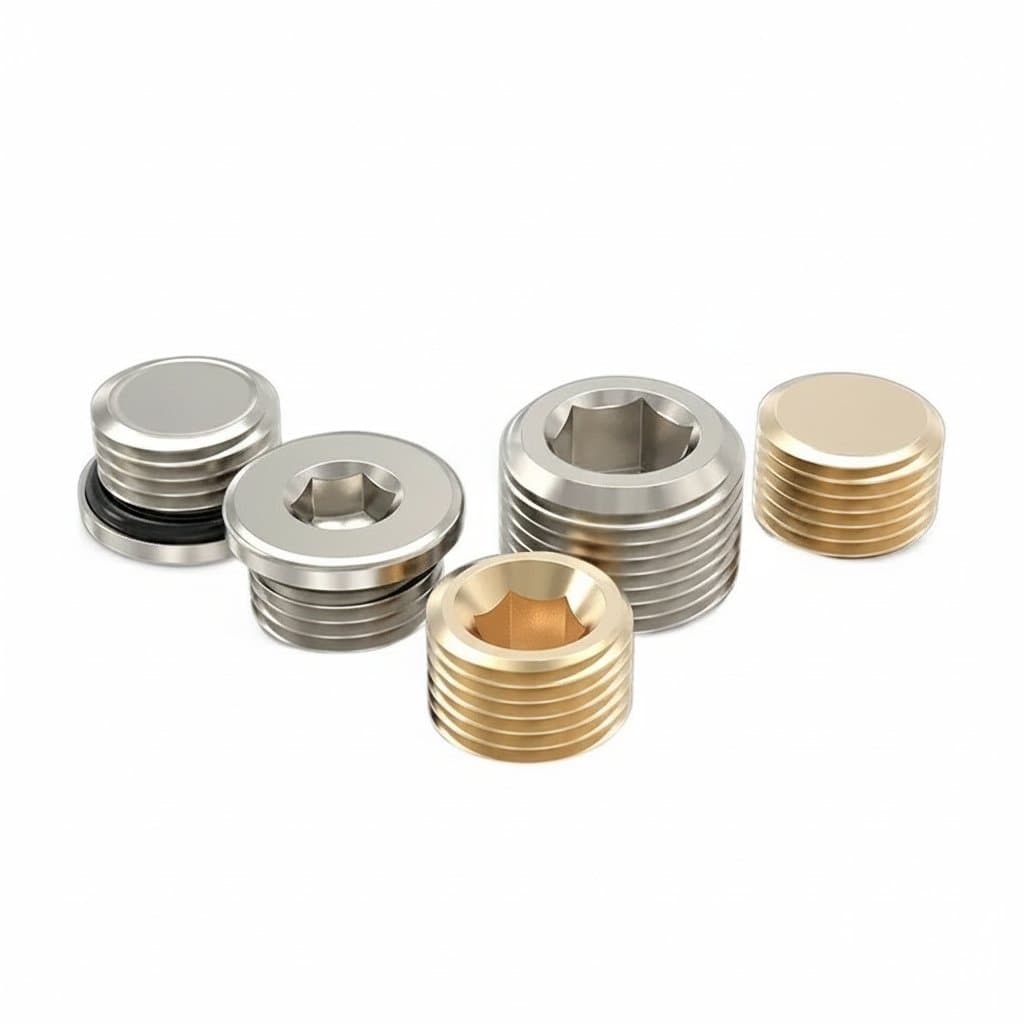 HEBAI Pneumatic Plug Threaded Hex Head Pipe Fitting Socket End Cap Plug Adapter with Sealing Ring - Image 1