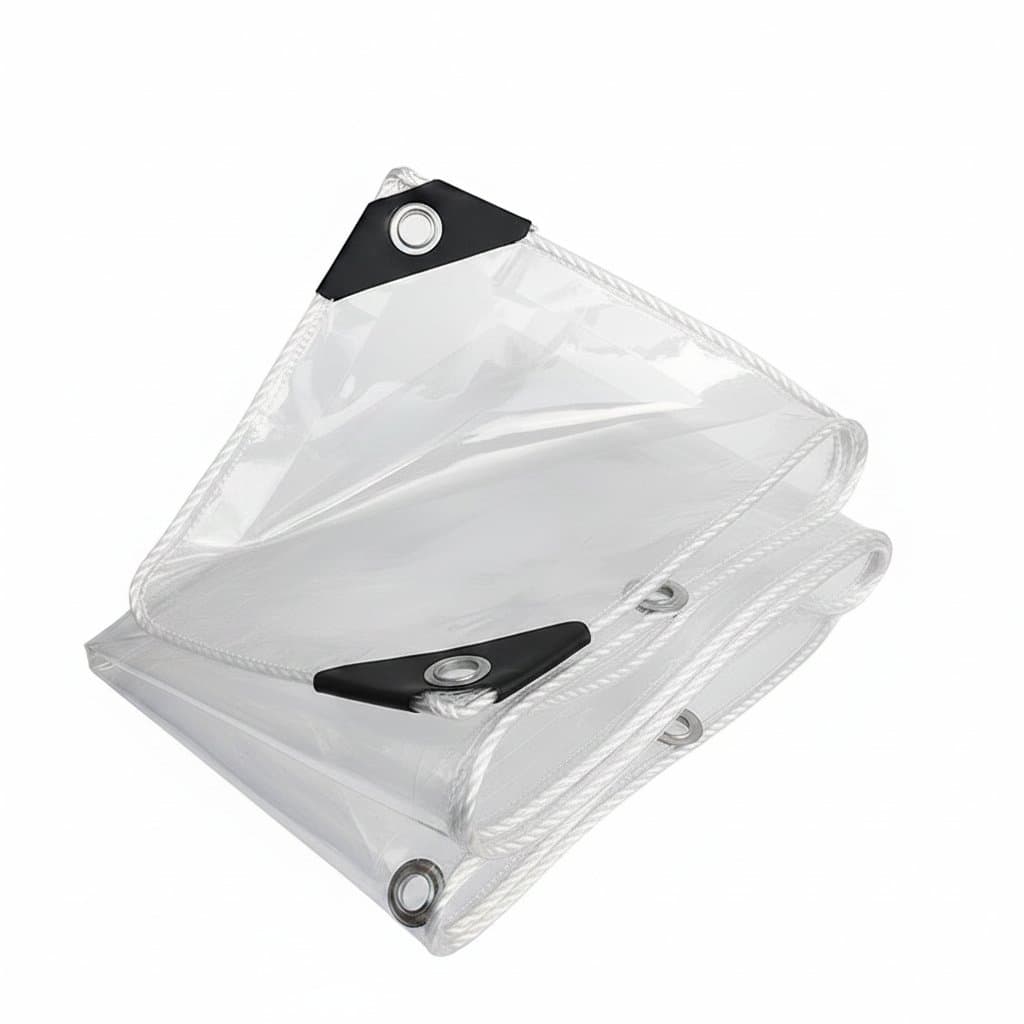 Clear PVC Tarpaulin, rolled and ready for use.