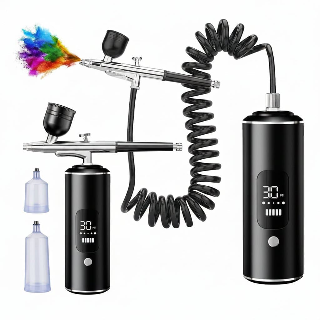 Airbrush Kit with Compressor | Mini Spray Gun for Crafts & Models | All-in-One Painting System - Image 1