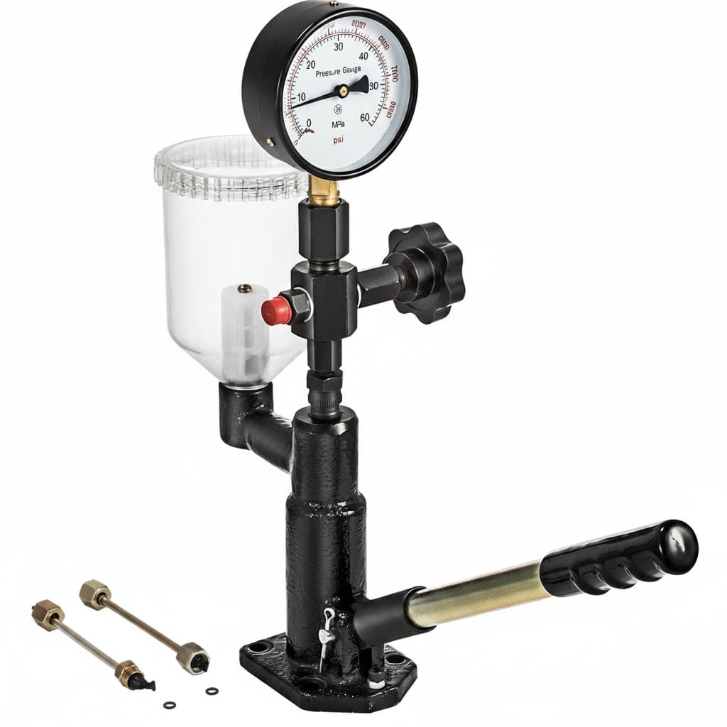 SucceBuy Diesel Fuel Injector Nozzle Tester with dual gauge for car, truck, and tractor engine repair, rated for 6000 PSI.