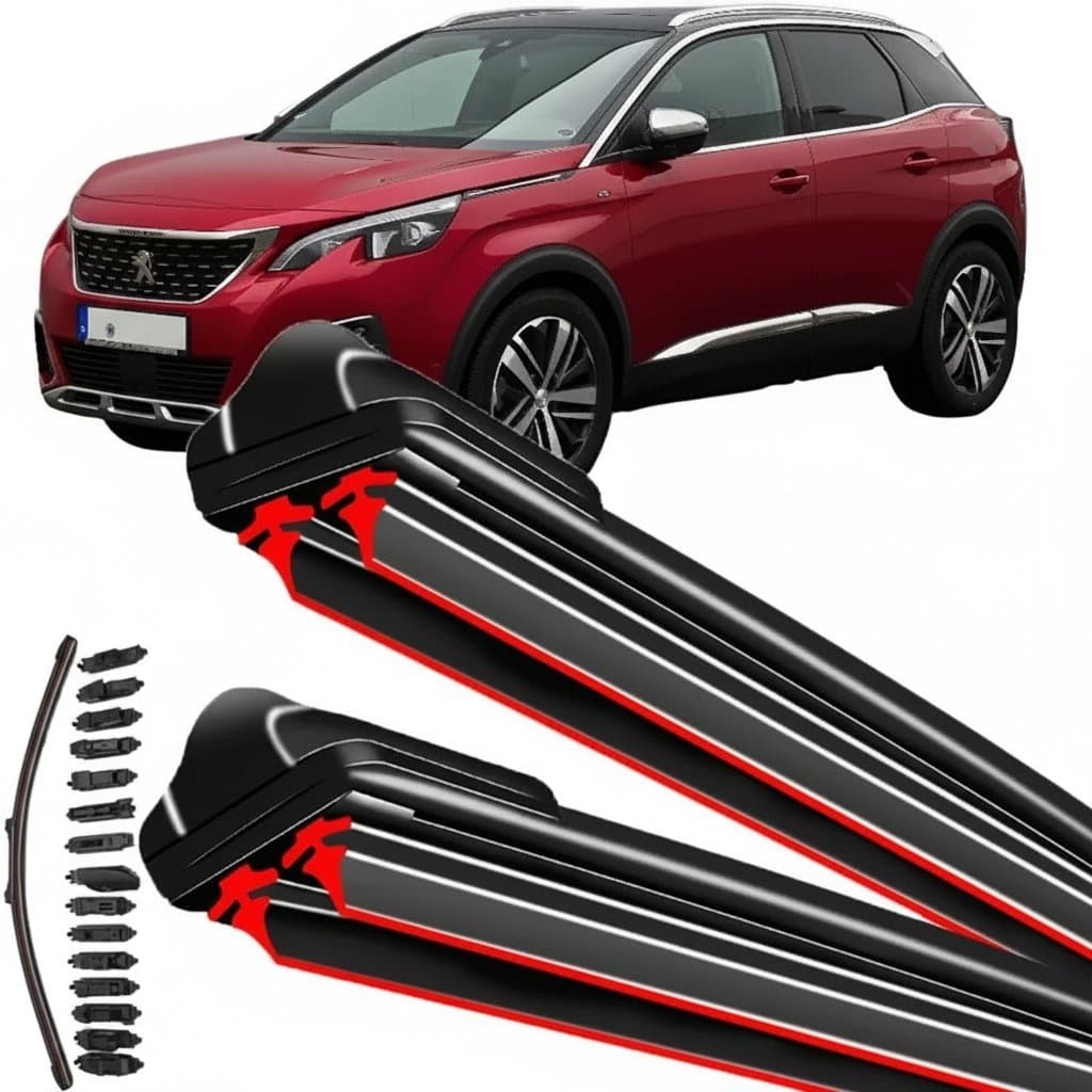 Front windshield wiper blades, including a 26 inch wiper blade, for Peugeot 3008 MK1 MK2 2008-2024, ensuring clear visibility.