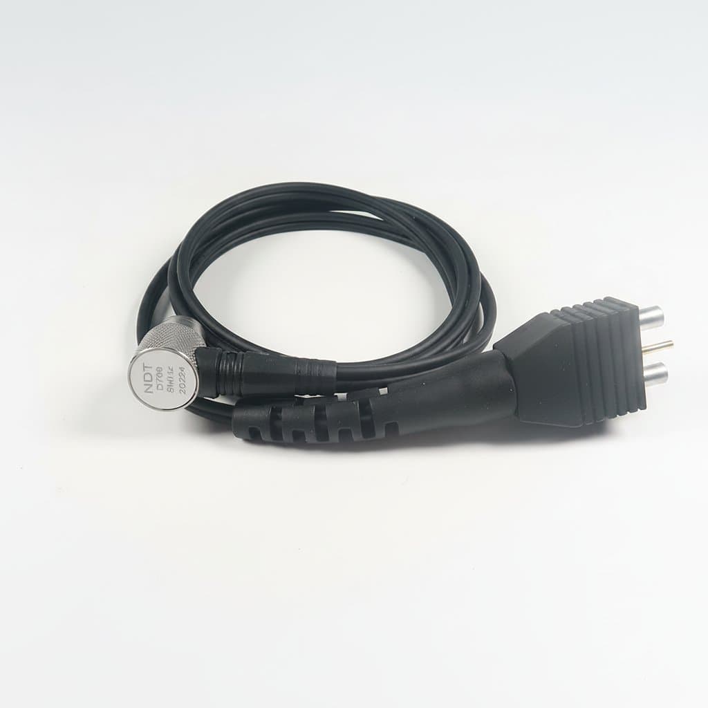 D799 transducer probe compatible with Olympus 27MG ultrasonic thickness gauges, used for industrial nondestructive testing.
