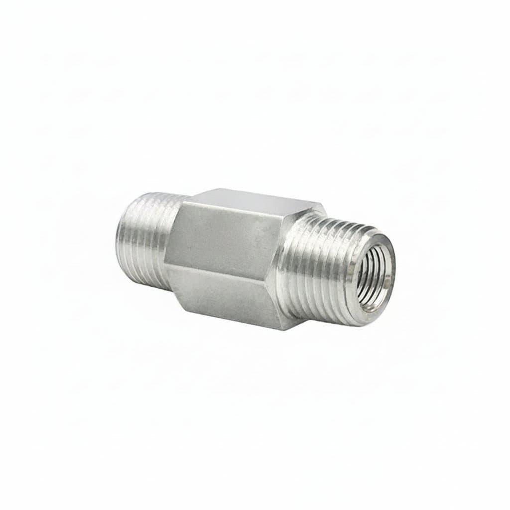 304 SS Double Check Valve | Hexagonal Liquid/Gas | 1/8" - 3/4" Male Thread