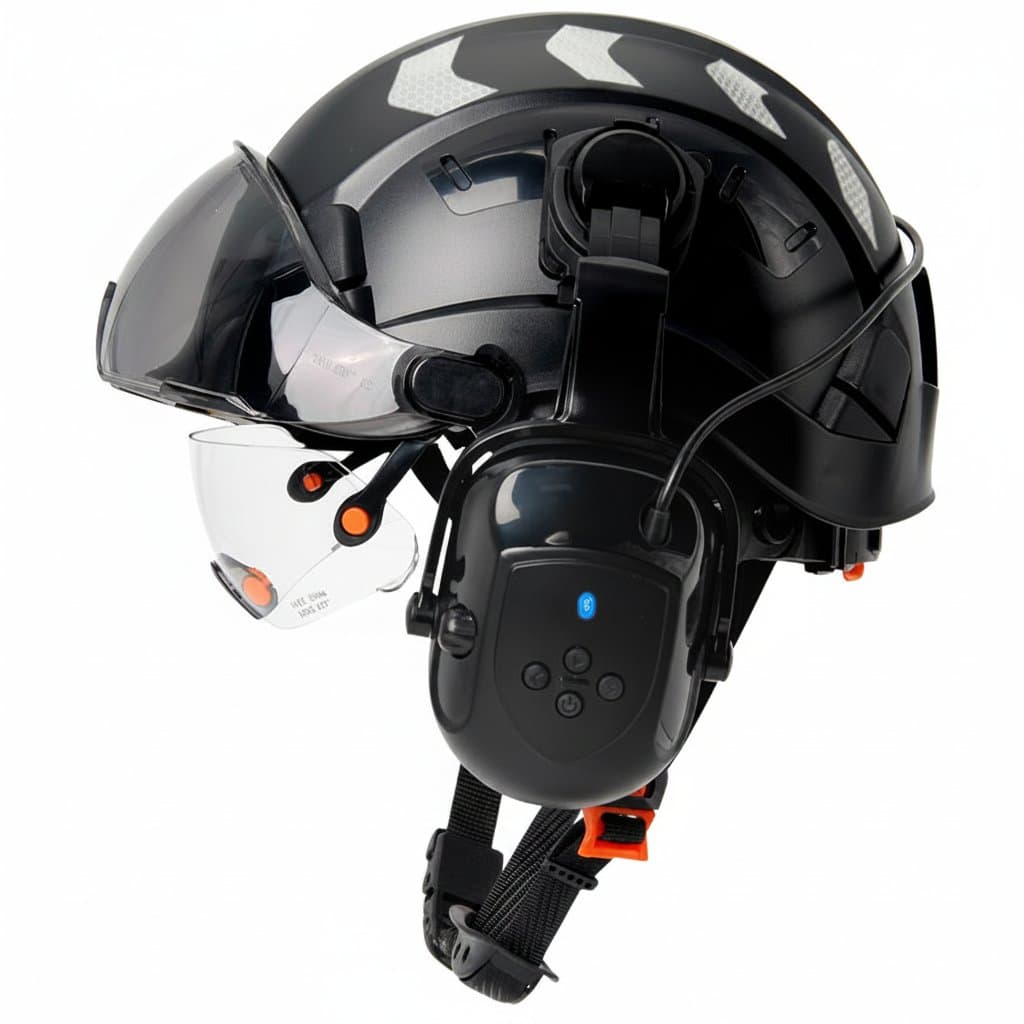 Safety Helmet | 5.0 Noise Reduction Earmuffs | Industrial Hard Hat with Visor | ANSI - Image 1