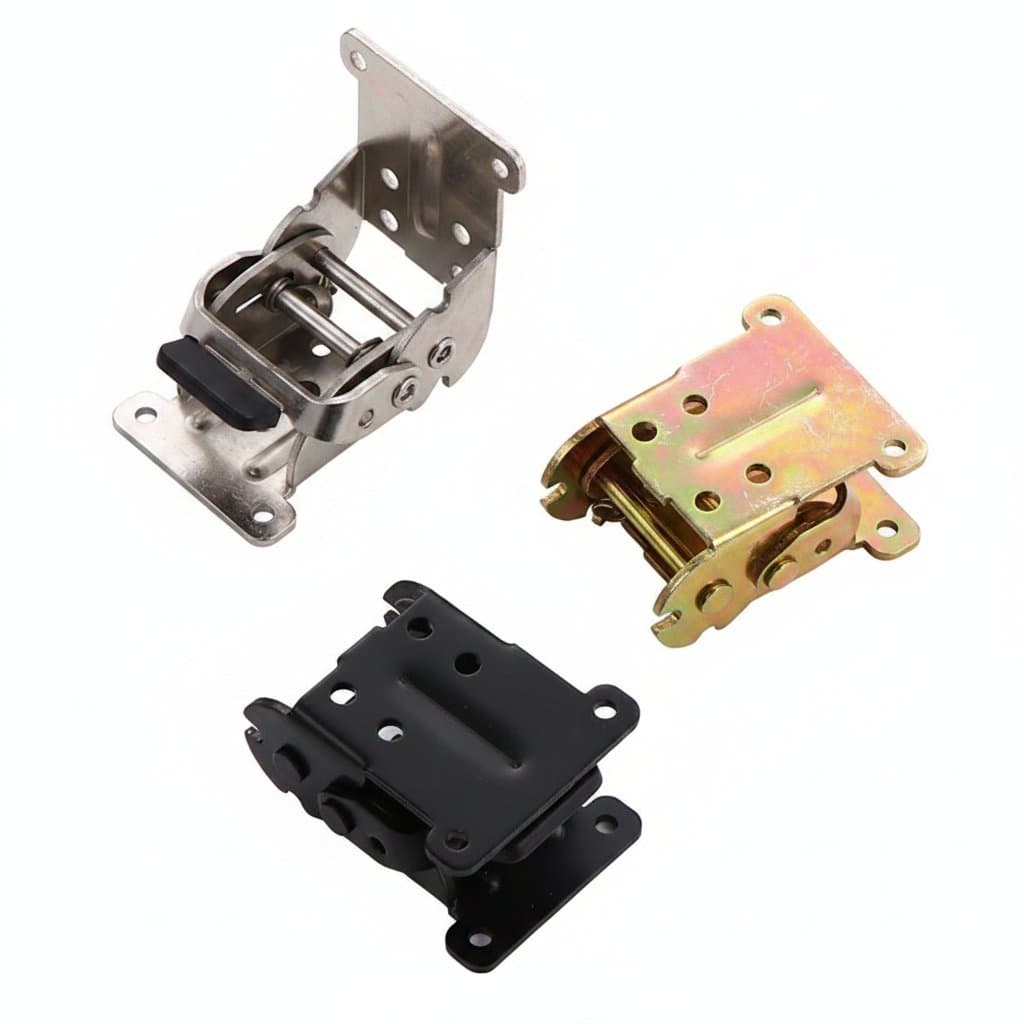 Self-locking folding hinge for table legs, allowing 90 and 180-degree angles for coffee or dining table connections.