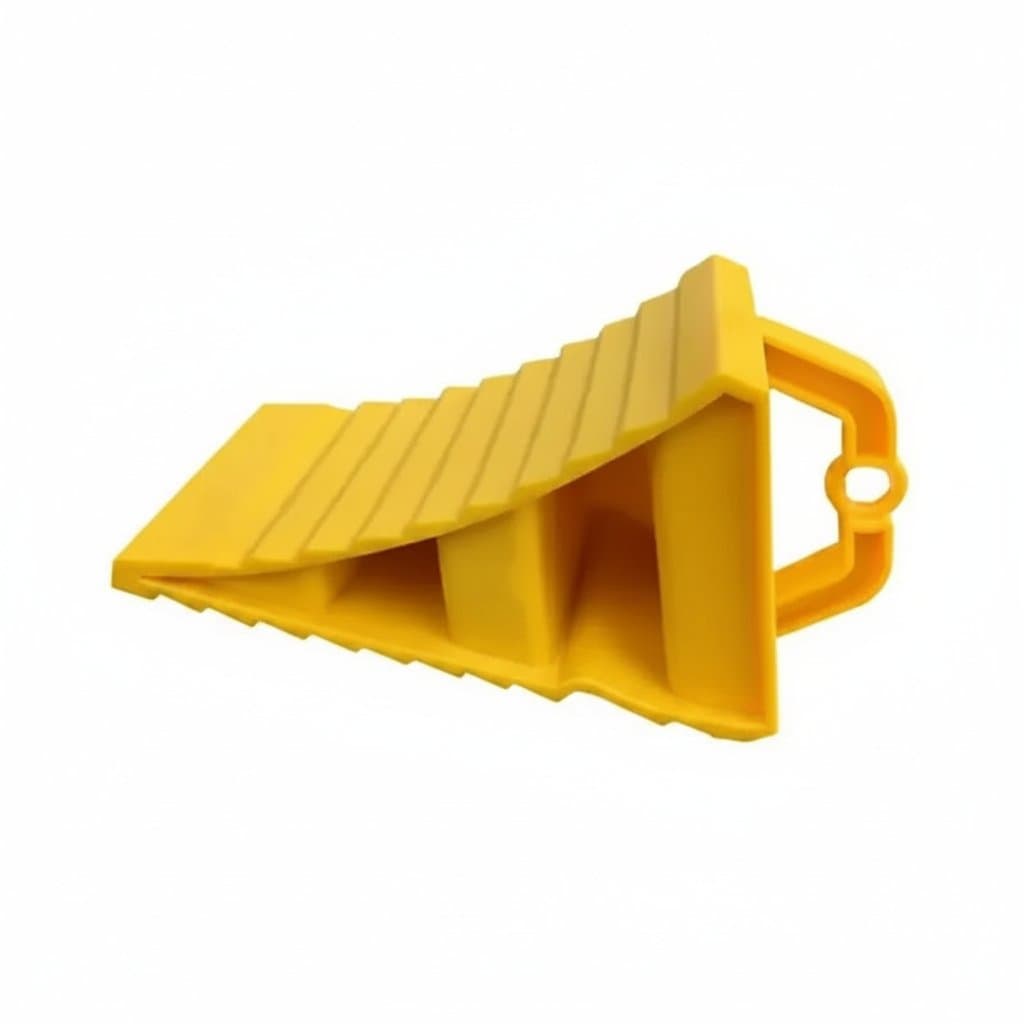 A pair of durable rubber wheel chocks, designed to prevent vehicle movement on various surfaces.