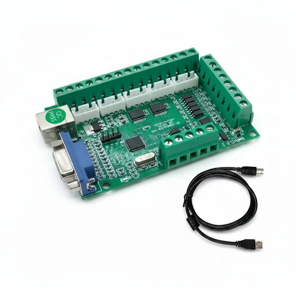 CNC 5 Axis Mach3 USB Motion Controller Breakout Board for router, milling, and cutting machine servo motor control.