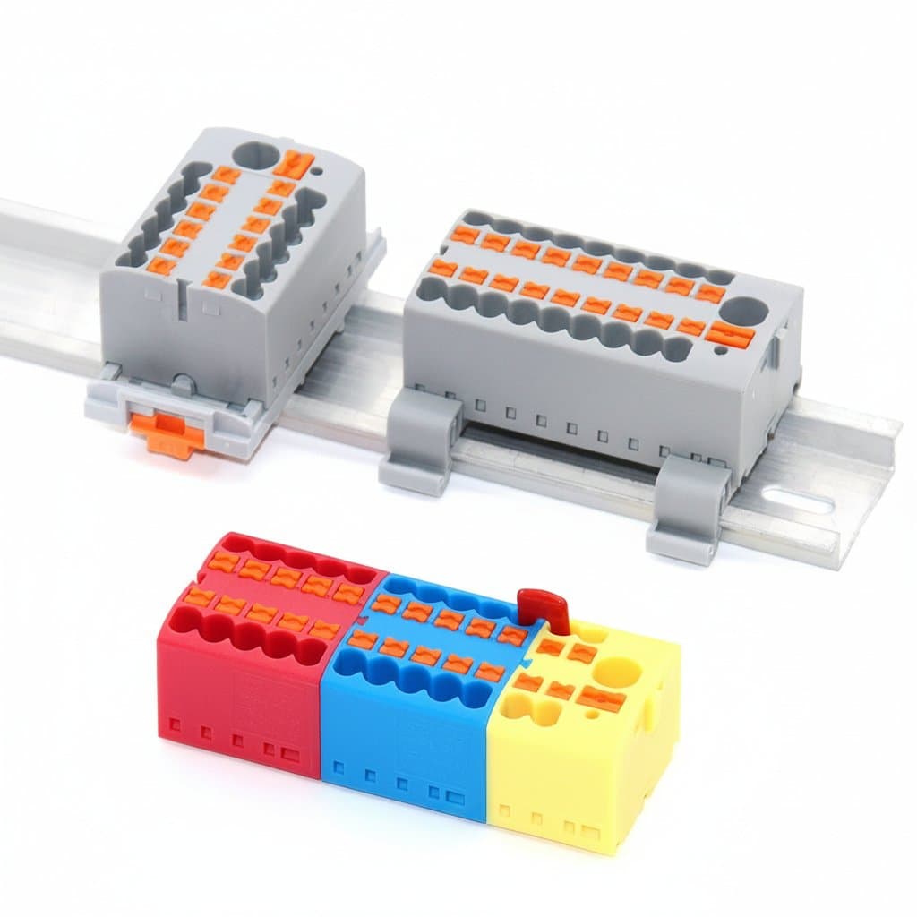 DIN Rail Terminal Blocks | 2.5mm² Push-In Wire Connectors for Reliable Branching & Measurement