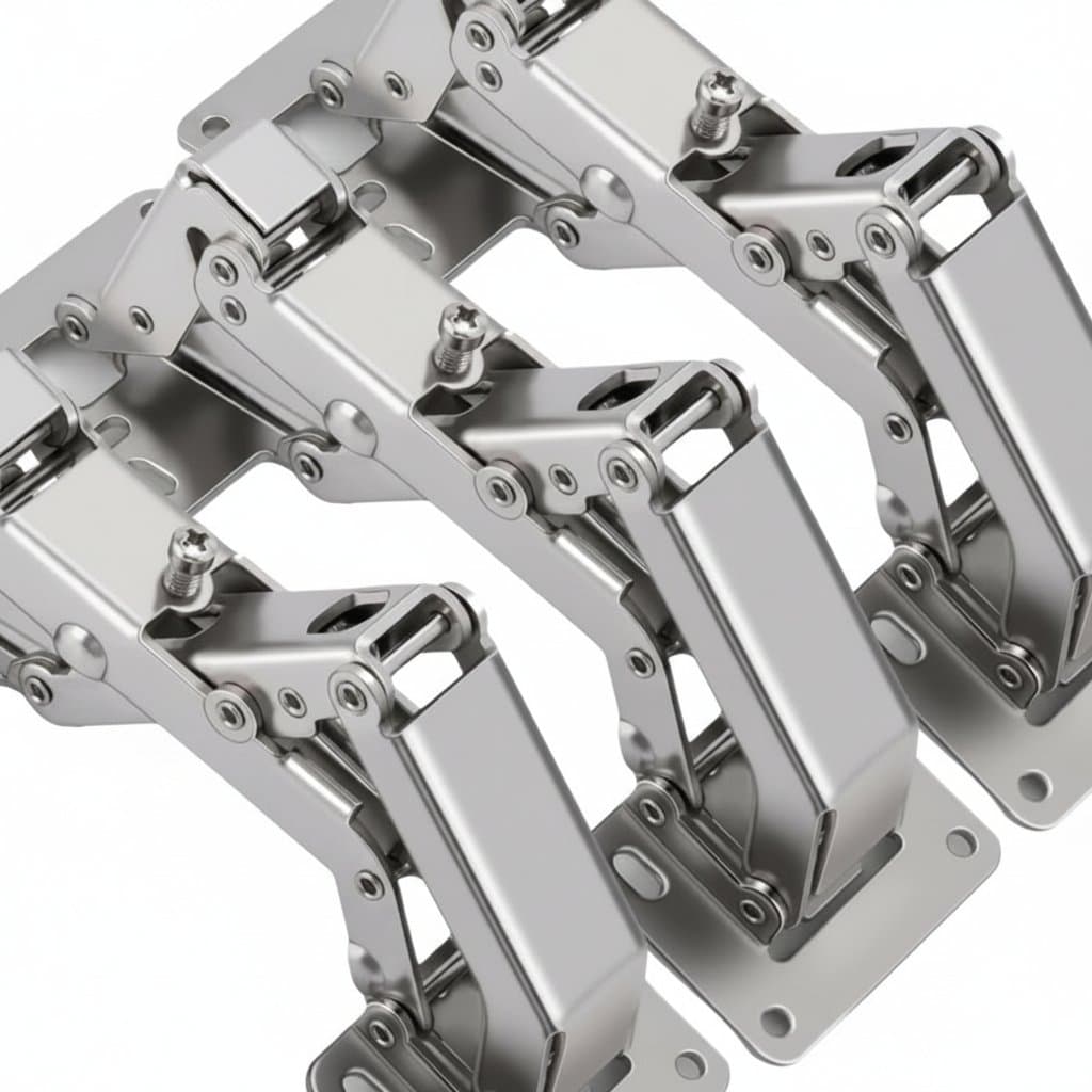 Adjustable steel cabinet hinges with 130-170 degree opening, hydraulic soft-close mechanism for kitchen cupboard doors.