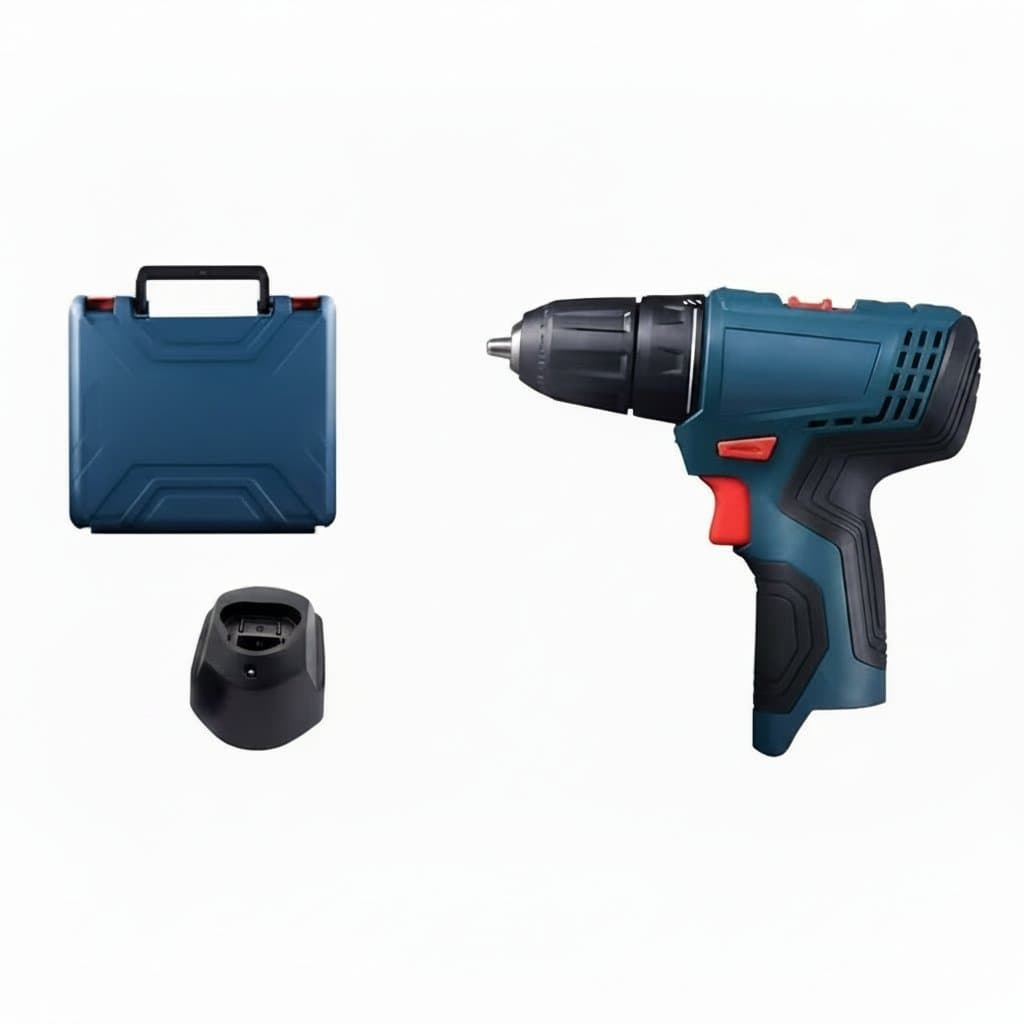 Bosch GSR 120-LI 12V cordless electric screwdriver with host tool, original charger, 2Ah battery, and storage box.