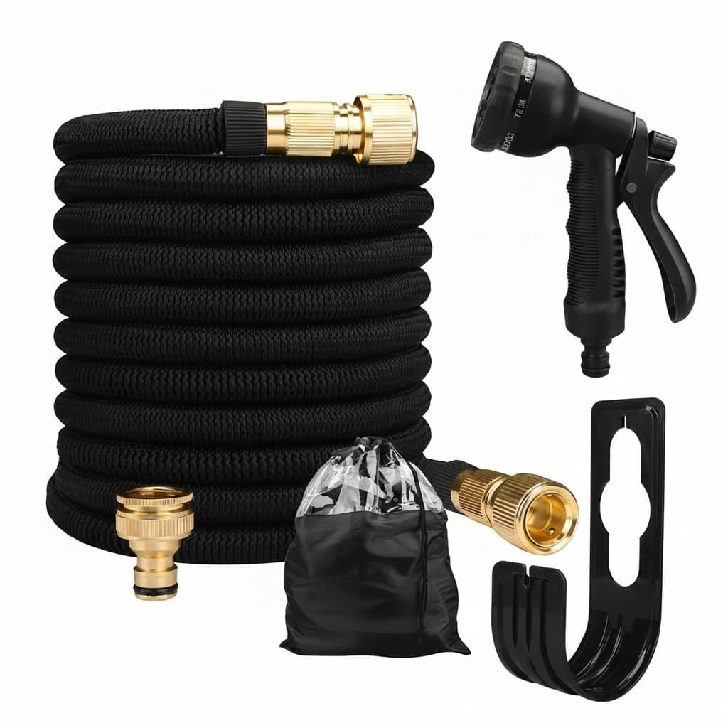 Expandable Garden Hose coiled neatly, ready for use.