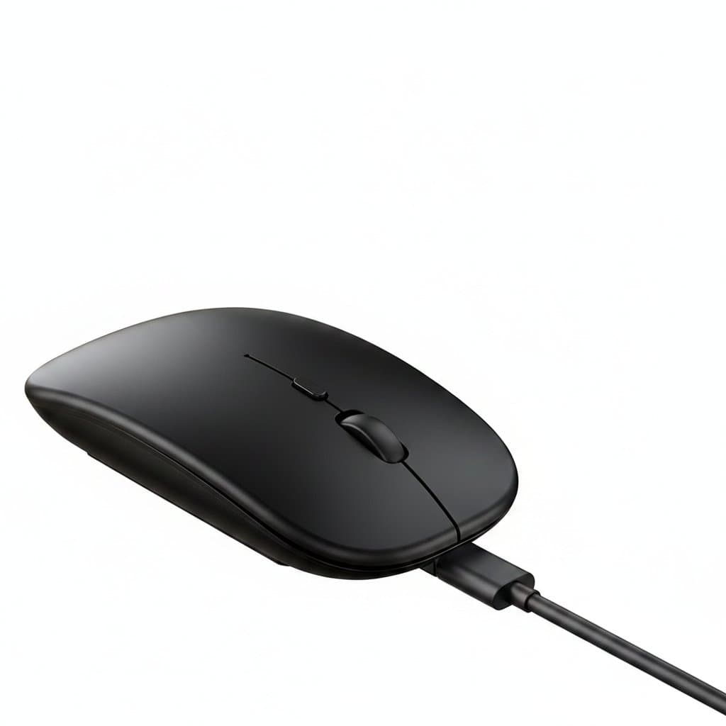 Ergonomic vertical wireless mouse with dual Bluetooth and 2.4G connectivity, featuring RGB lighting, 1600 DPI, and silent clicks for PC and laptop.