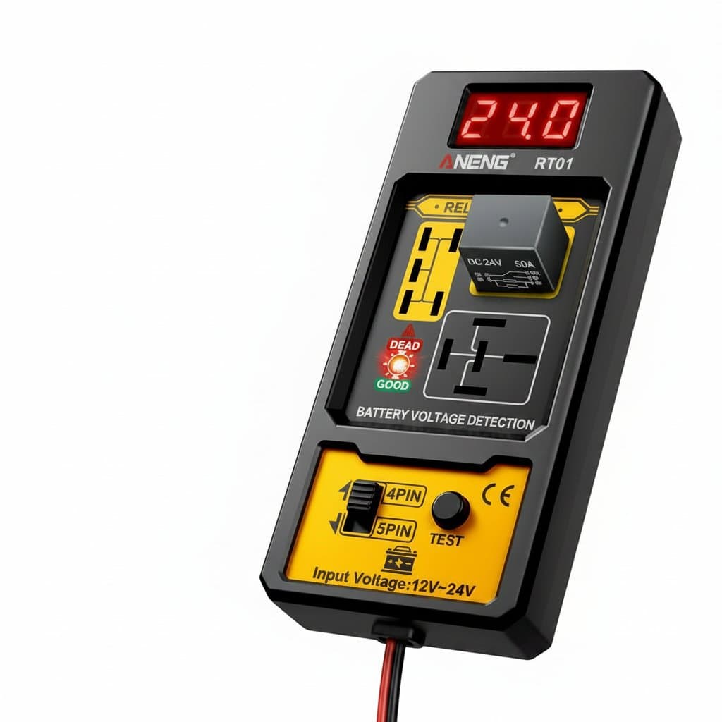 Automotive Relay Tester | 11-25V Digital Display | 4/5 Pin Vehicle Battery Diagnostic Tool