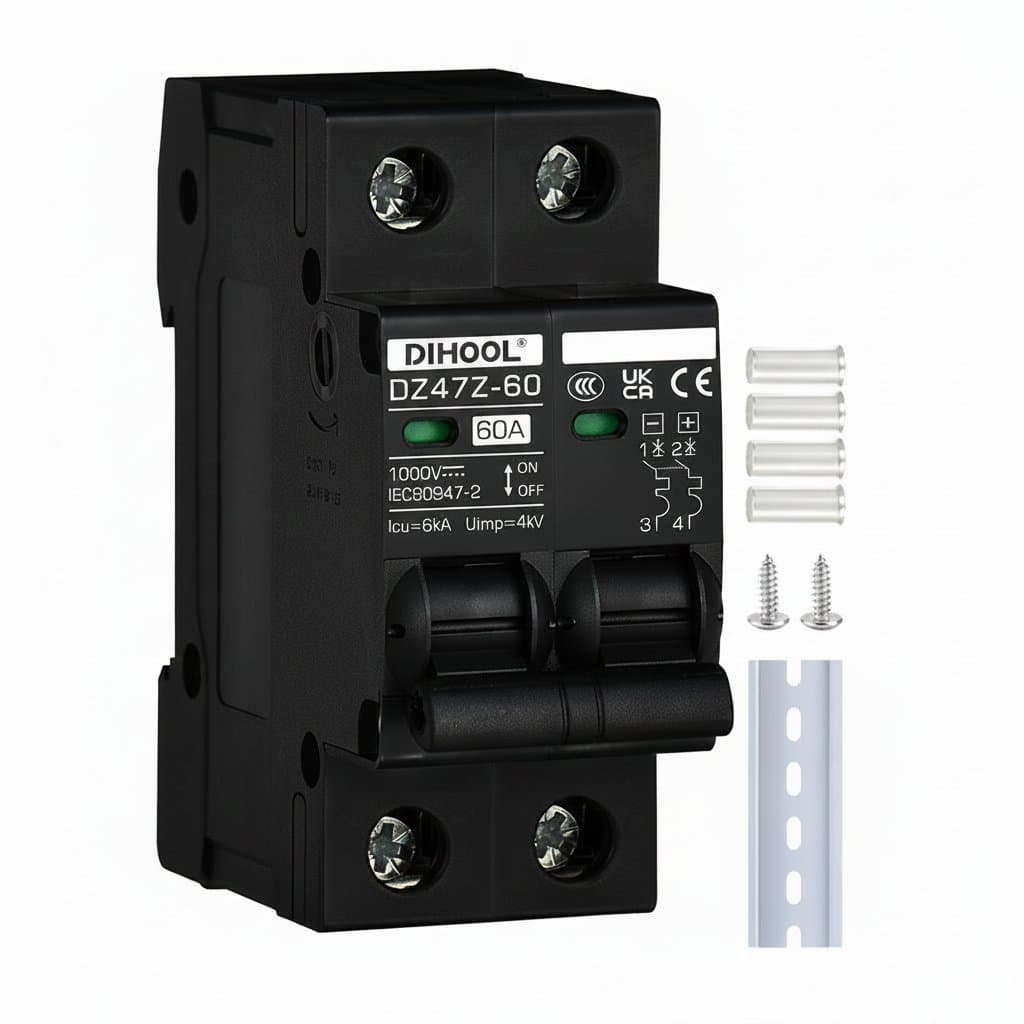 DC1000V Solar DC Circuit Breaker for battery and solar panel overload protection, available in 20A to 120A ratings.