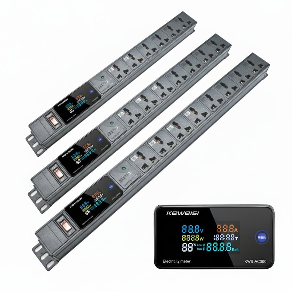 Rack-Mount PDU Power Strip | Surge-Protected Outlets with Voltage Display & Individual Switches