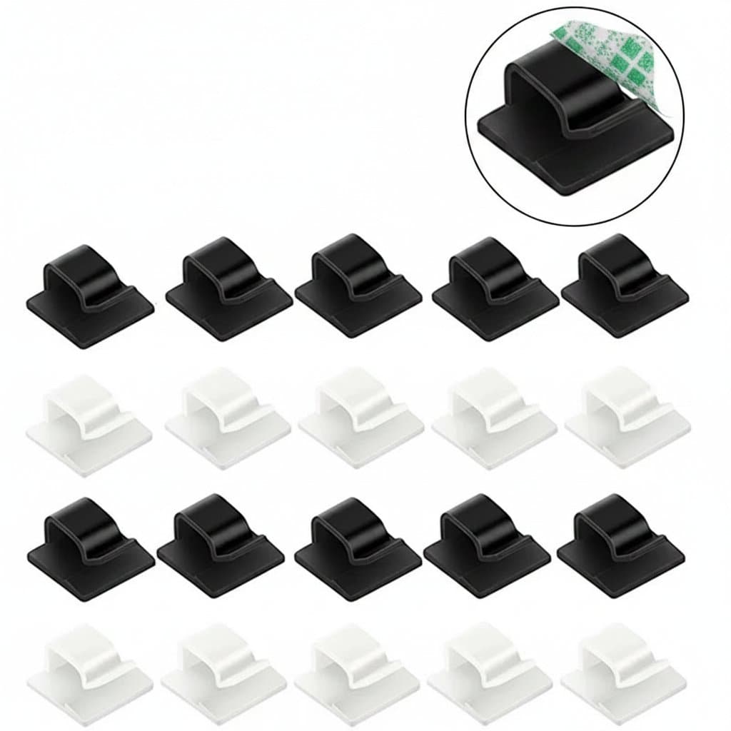 Self-Adhesive Cable Management Clips | Cord Organizer for Home & Office | Wire Concealment Kit