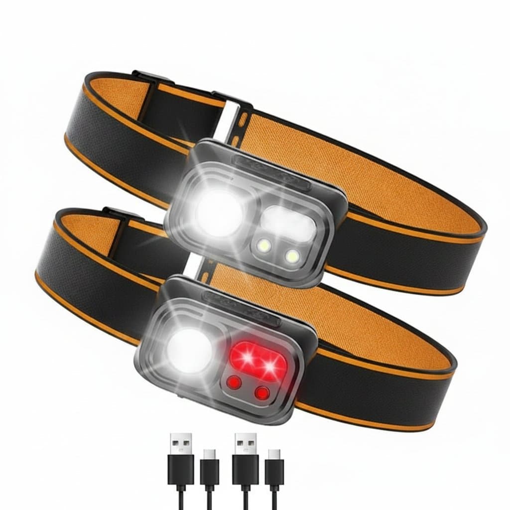 SUPERFIRE Mini LED Head Torch | USB-C Rechargeable | Red Light, Camping & Fishing
