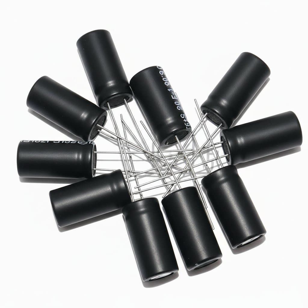 10-pack of 2200uF 16V aluminum electrolytic capacitors, radial leads, for power supply and audio circuit filtering