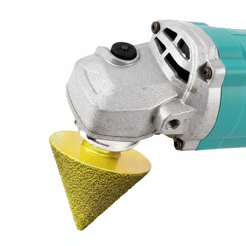 M14 Thread Diamond Beveling Chamfer Bit for ceramic tile, creating a smooth 45-degree edge with its 38/50mm grinding wheel.
