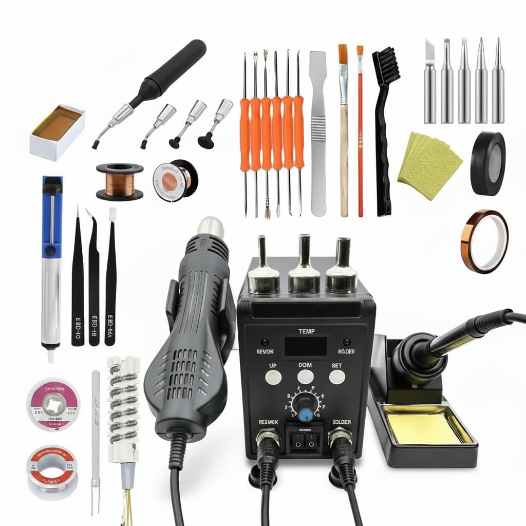 Digital Soldering Station | Hot Air Gun & Solder Iron | SMD BGA Rework Tool 760W