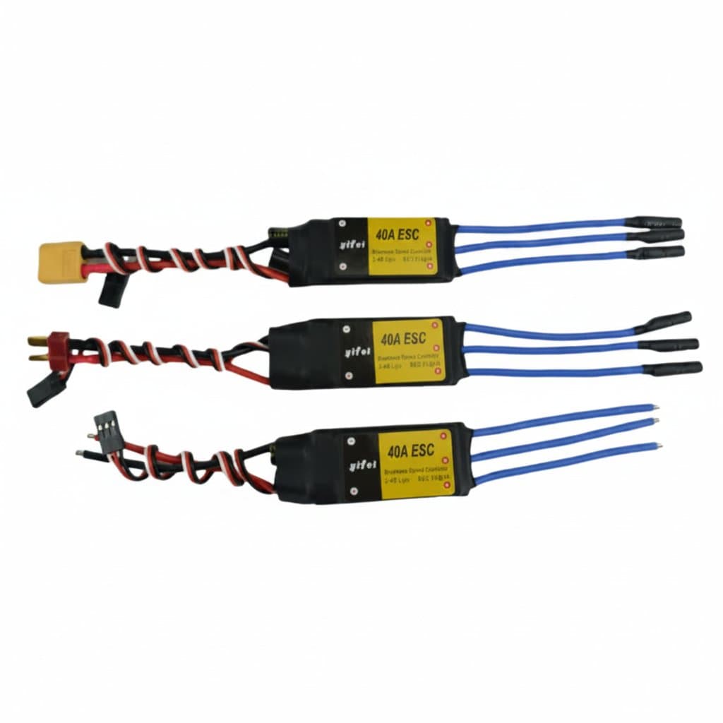 Yifei 2212 brushless motor with 40A electronic speed controller and servo tester for hobby models.