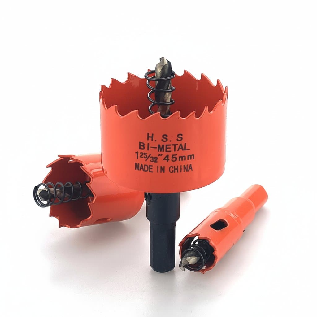 A single 16-200mm M42 bi-metal hole saw with HSS drill bit, designed for cutting metal, iron, aluminum, stainless steel, and wood.