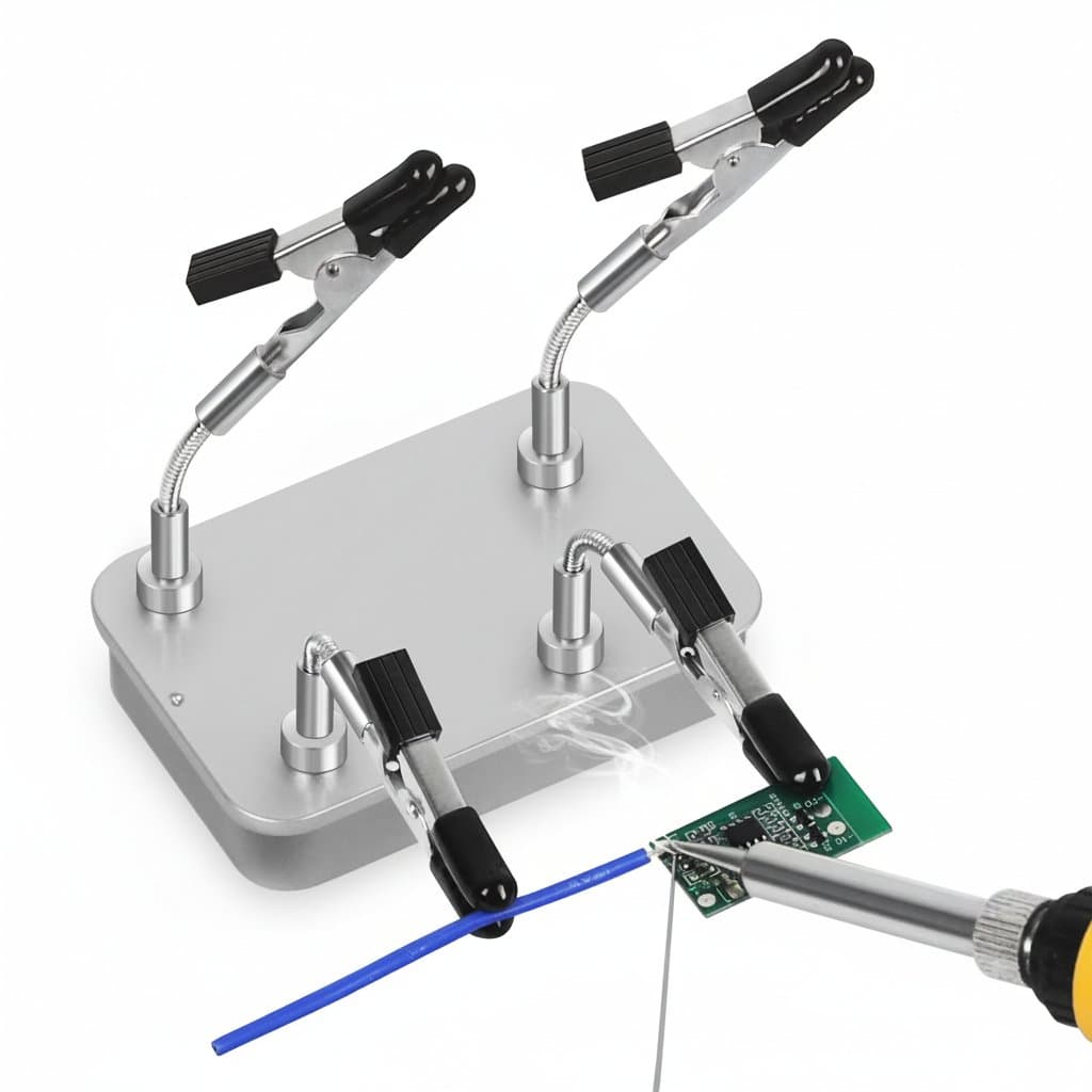 Soldering Helping Hands | 4 Magnetic Flexible Arms | PCB Clamp Workstation - Professional Grade Tool