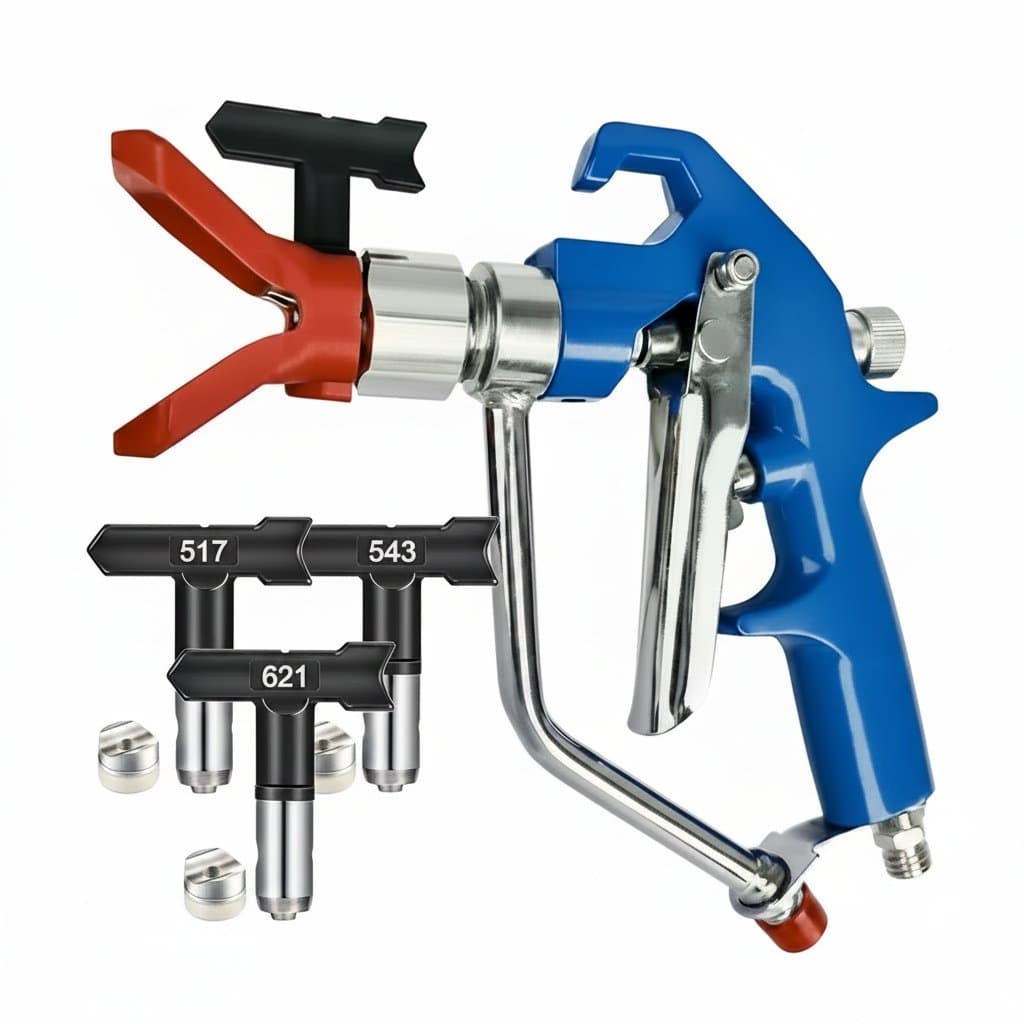 5000 PSI Airless Paint Spray Gun | Silver Finish with Tip Guard | 517, 543, 545, 621 Spray Tips