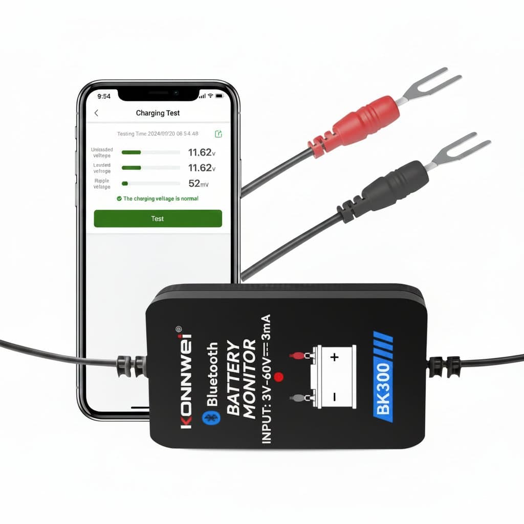 12V 24V car battery analyzer monitor tool, an auto lead acid charging cranking system BT 5.0 for IOS Android, a car battery tester.