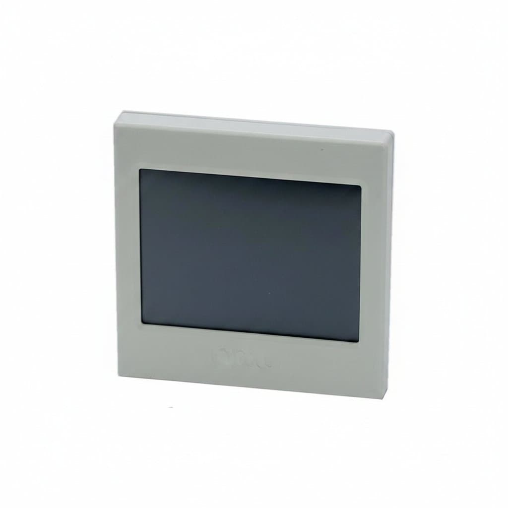 Samkoon EA-035A-T HMI touch screen, a new 3.5-inch industrial human machine interface panel with a bright LCD display and compact metal housing.