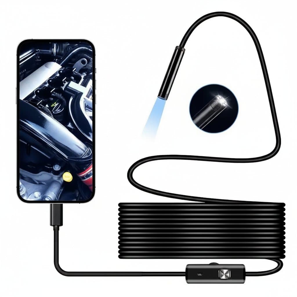 USB-C Endoscope Camera | 5.5mm Lens for Android & PC | Flexible Inspection Borescope with 6 LEDs