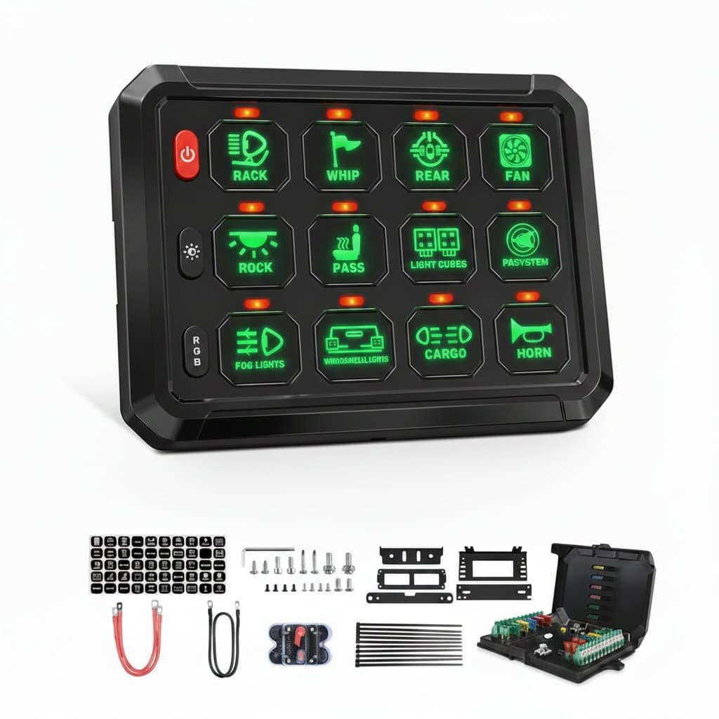 Marine & RV Touch Switch Panel | 12V/24V Relay System | 6-12 Gang Slim Control Box