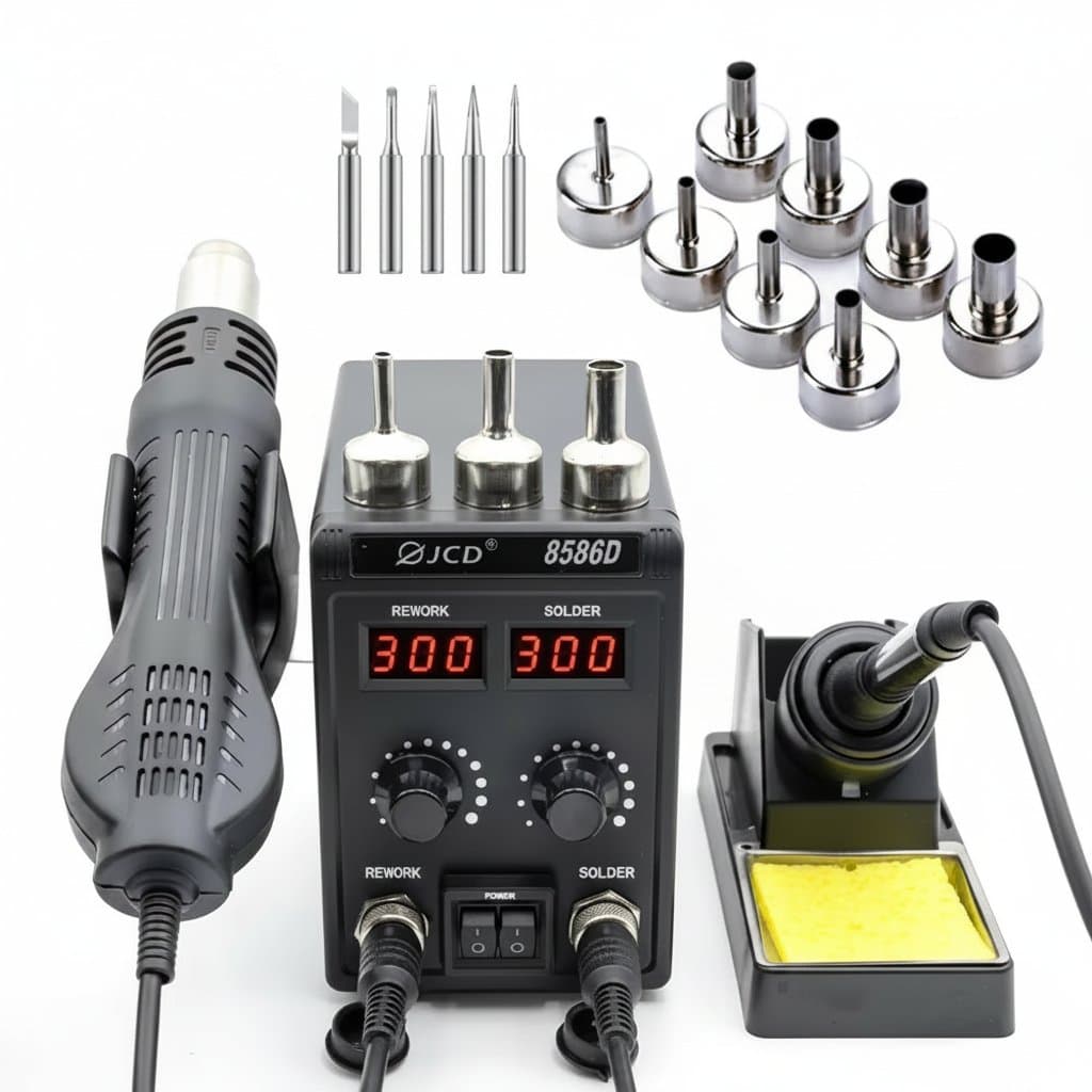 Soldering Rework Station | Hot Air Gun & Soldering Iron | LCD Digital Display 750W