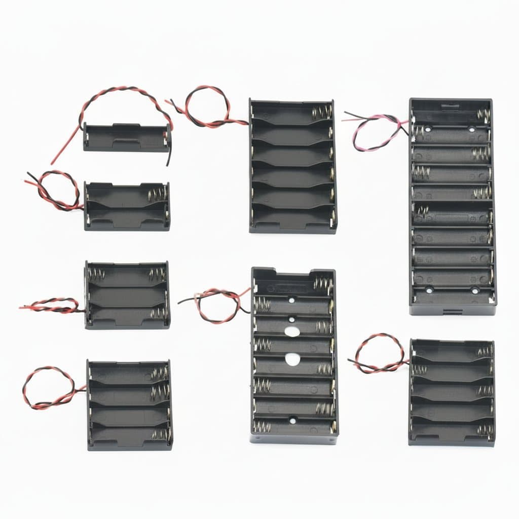 AA Battery Holder Case | 1.5V-15V DIY Organizer | 1-10 Slot Black Storage Box - Image 1