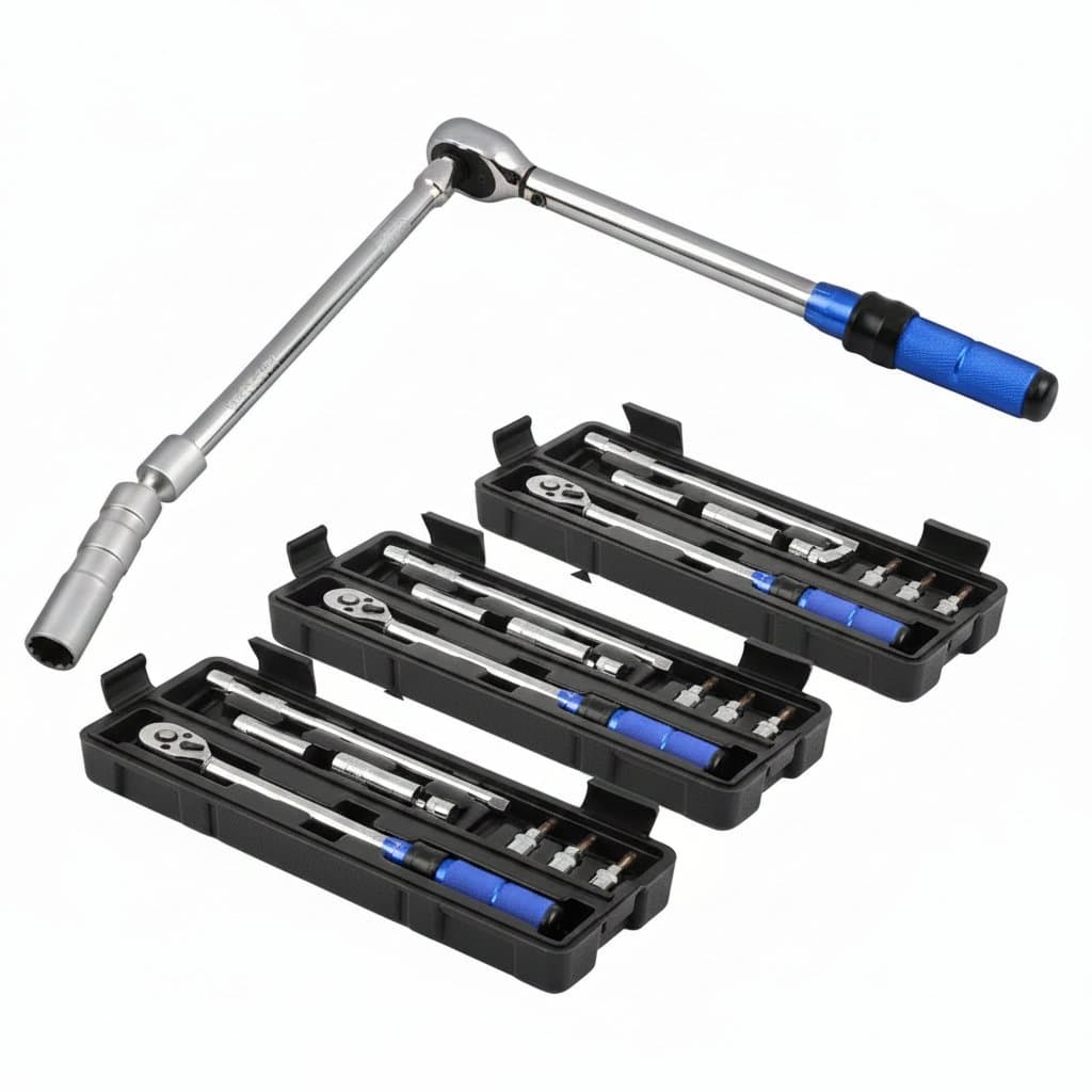 An ultra-thin 3/8" torque wrench, 5-60N.m range, with a magnetic spark plug torque wrench socket for car maintenance.