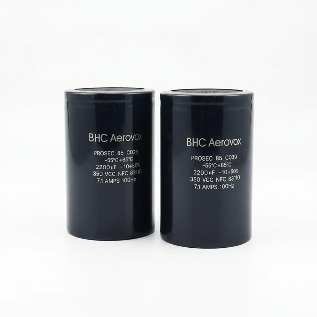 BHC Aerovox 2200uF 350V high voltage electrolytic capacitor for inverter and industrial power filtering applications.