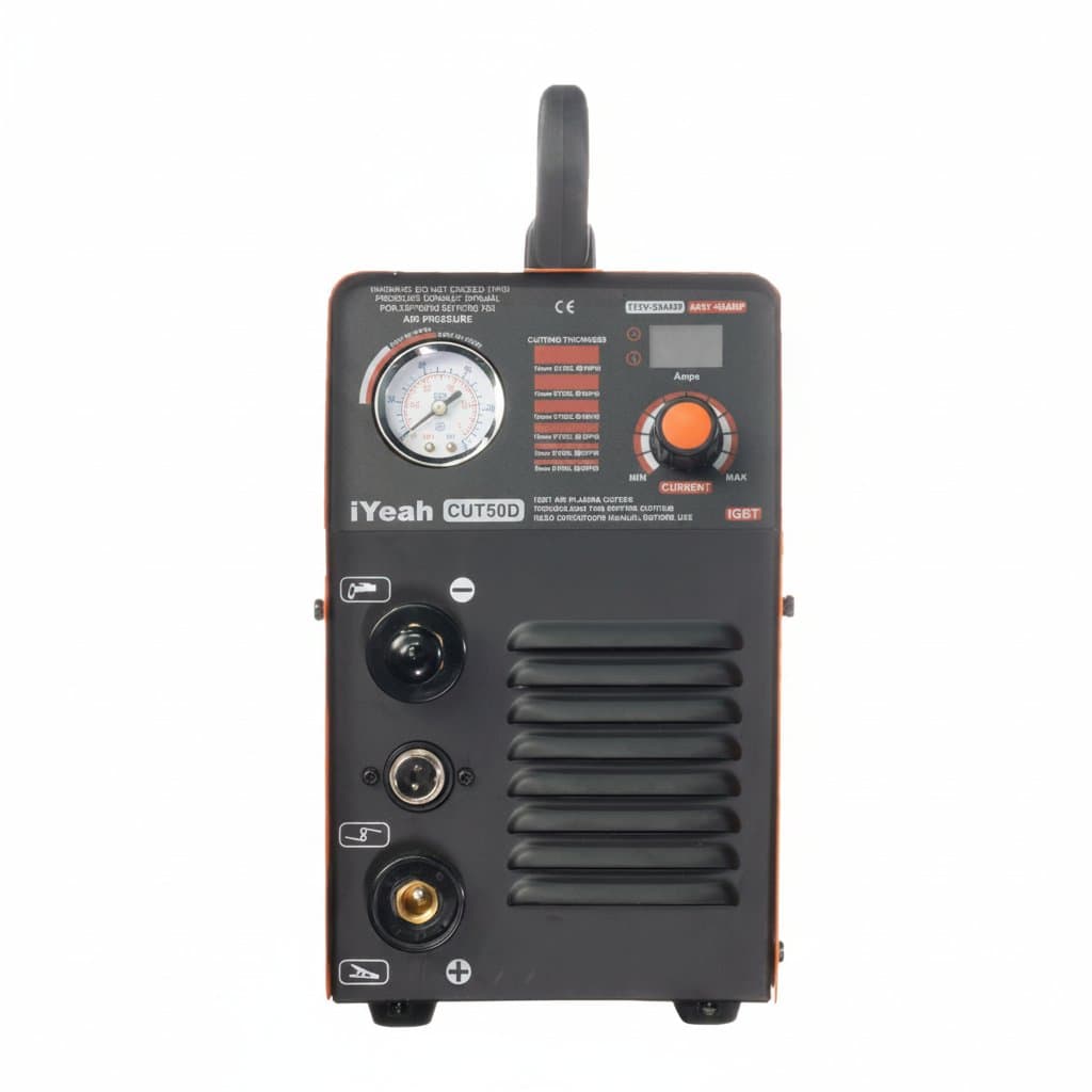 iYeah CUT50X Air Plasma Cutter, a dual voltage 110V/220V machine with 50A output for cutting metal up to 16mm thick.