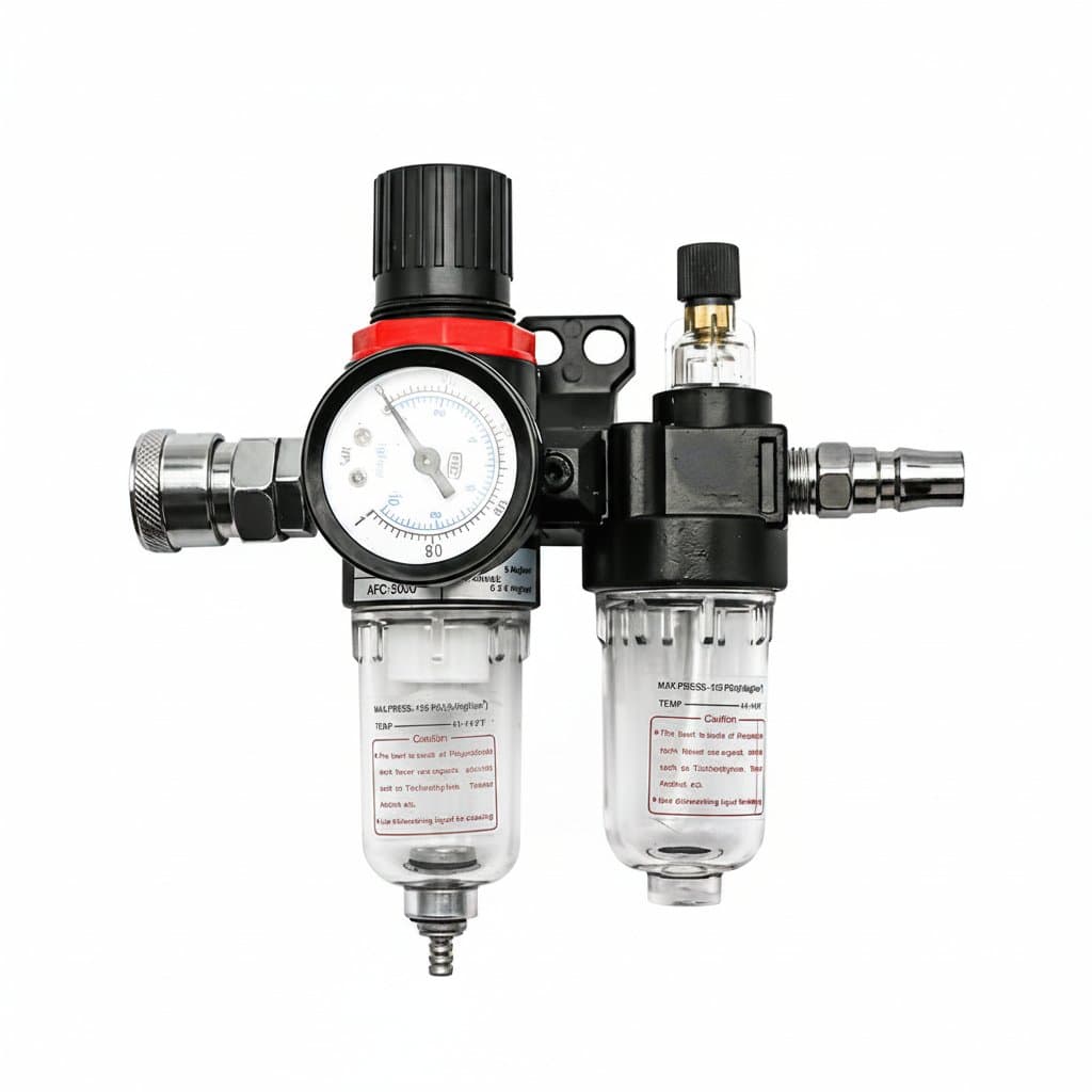 AFC2000 AFR2000 industrial air compressor filter regulator with G1/4 ports, featuring oil-water separator and pressure control valve.