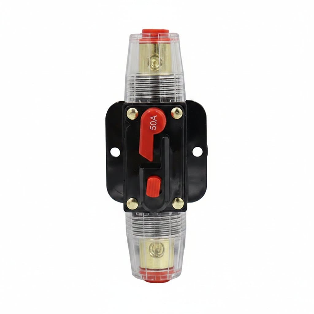 12V-48V DC resettable circuit breaker fuse for automotive and marine use, providing short circuit protection from 30A to 100A.