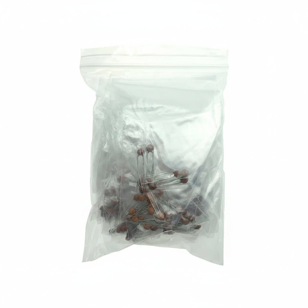 120-piece aluminum electrolytic capacitor kit with 12 values from 1uF to 470uF, featuring 16V, 25V, and 50V voltage ratings for electronics projects.