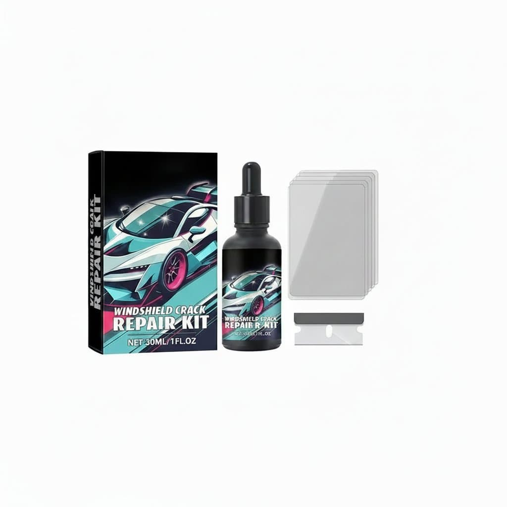 A Magic DIY glass cure kit, a windshield repair kit with 30ml nano fluid for scratch and crack restoration.