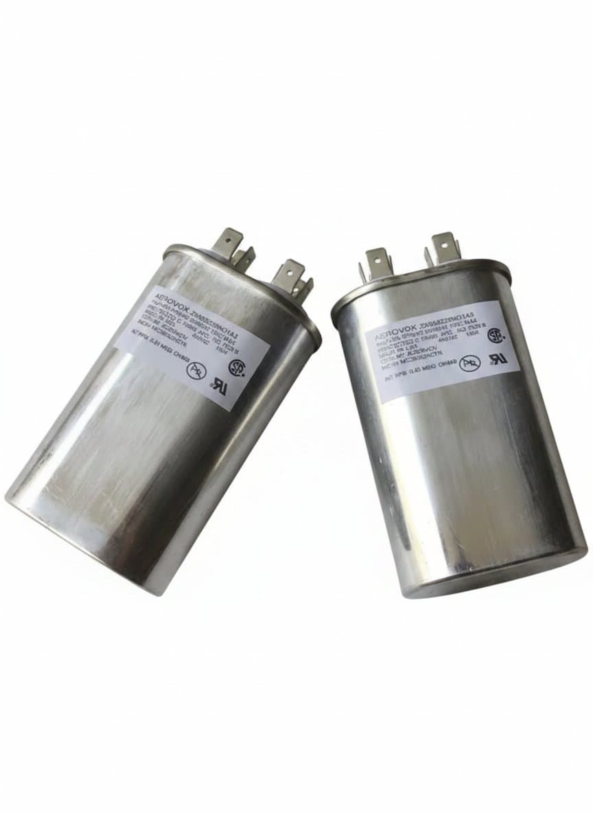 American AEROVOX Z93S series 10 microfarad 500V AC oil-filled capacitor, a high voltage filter component with metal casing and screw terminals.