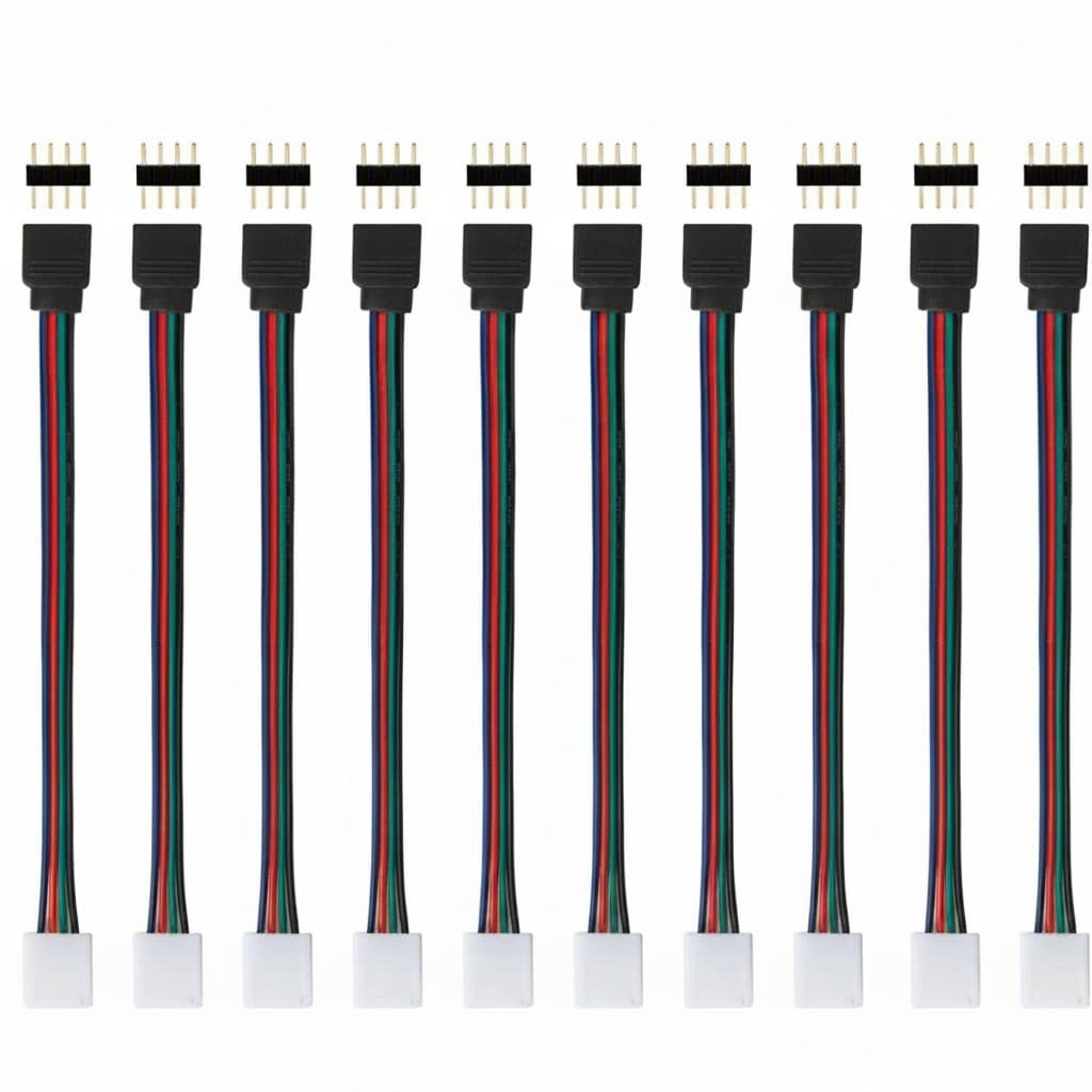 RGB LED Strip Connector | 4-Pin Solderless Clip | 10mm 5050 Strip Adapter