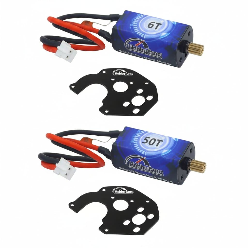 050 brushed motor replacement for 1/24 scale RC crawler cars, operates at 7.4V, suitable for RC car and crawler vehicle upgrades.