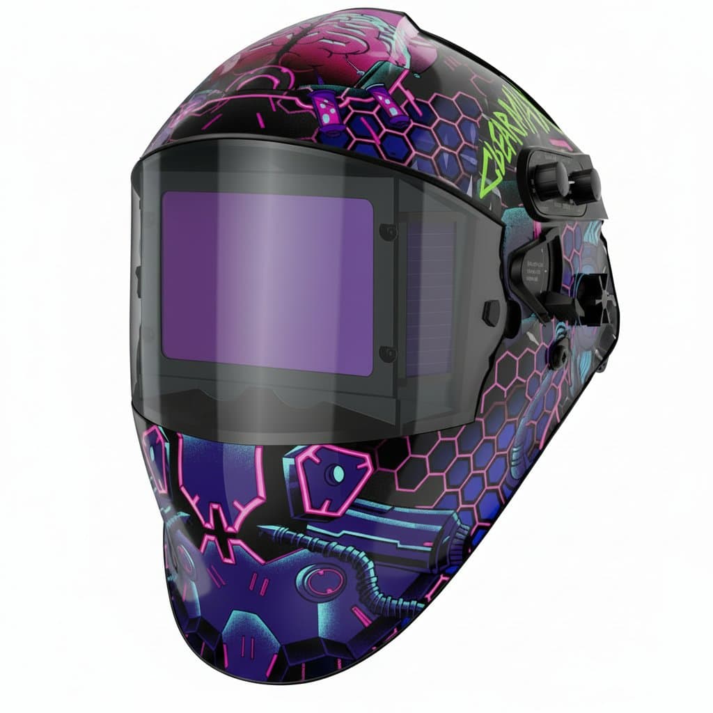 ARCCAPTAIN auto-darkening welding helmet with flip-up design, solar power, and true color large viewing lens for MIG MAG TIG welding.