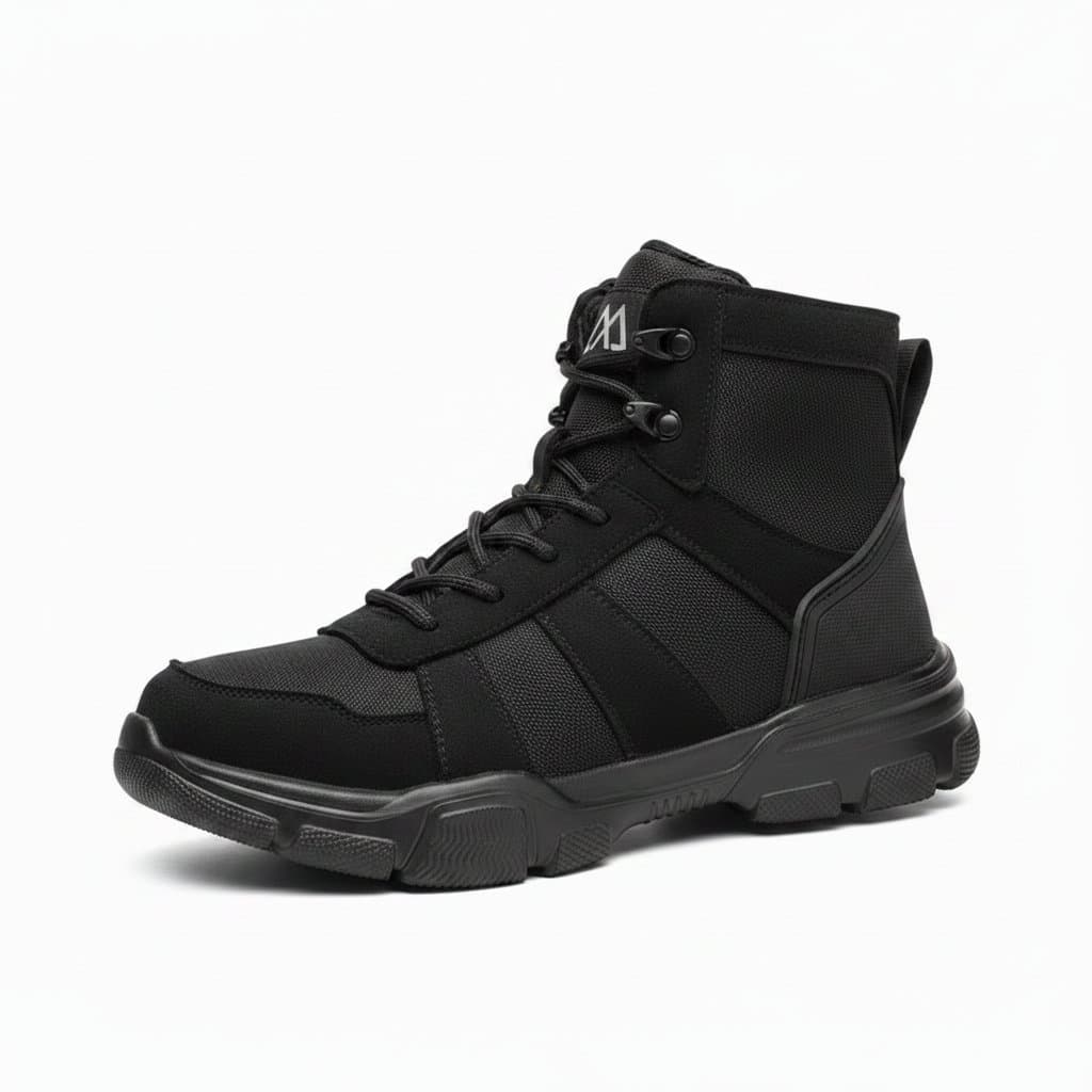 Men's Steel Toe Cap Boots, a pair of black safety boots.