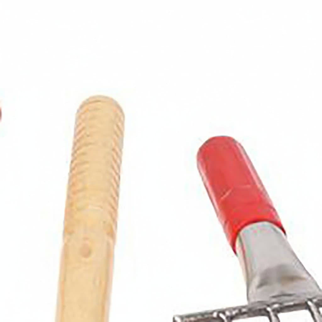 Portable multifunctional rake for beach clam digging and garden weeding. Compact tool designed for both seafood harvesting and farming tasks.